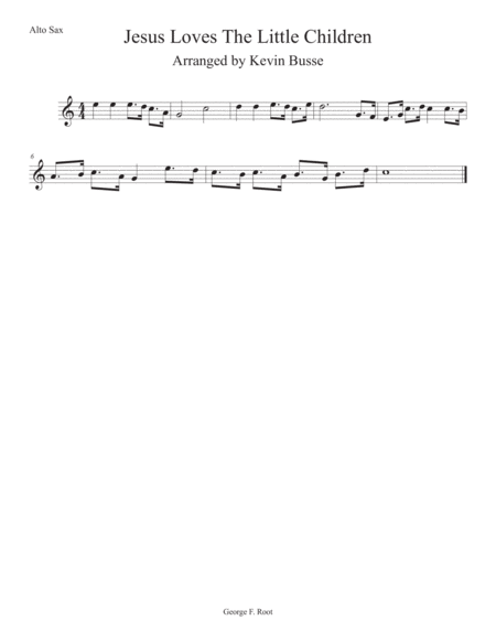 Jesus Loves The Little Children Easy Key Of C Alto Sax Sheet Music