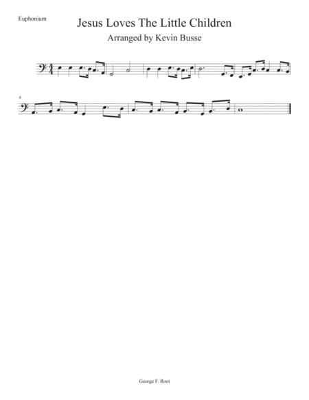 Jesus Loves The Little Children Easy Key Of C Euphonium Sheet Music