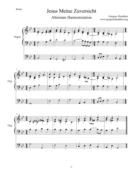 Jesus Meine Zuversicht Let Thy Blood In Mercy Poured Alternate Harmonization Sheet Music