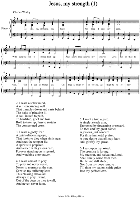 Jesus My Strength A New Tune To A Wonderful Wesley Hymn Sheet Music