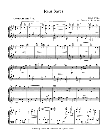 Free Sheet Music Jesus Saves Piano Solo