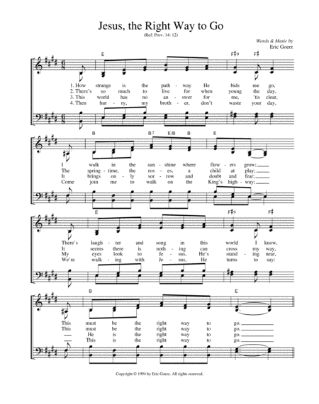 Jesus The Right Way To Go Sheet Music