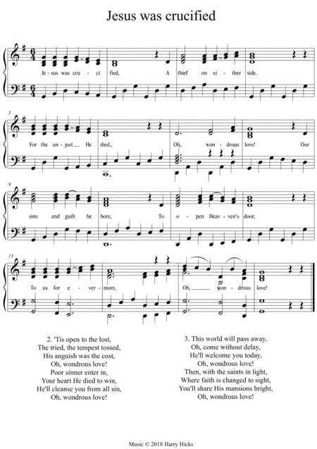 Jesus Was Crucified A New Tune To A Wonderful Old Hymn Sheet Music