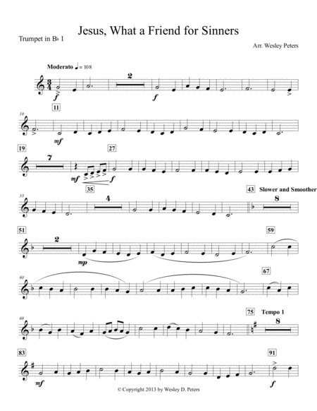 Jesus What A Friend For Sinners Brass Sextet Sheet Music