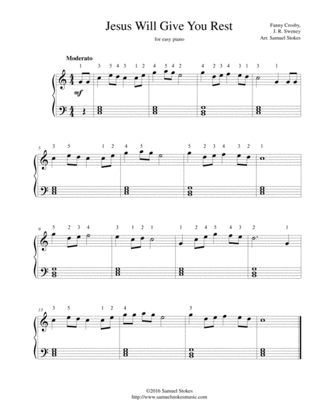 Jesus Will Give You Rest Will You Come For Easy Piano Sheet Music