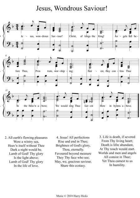 Jesus Wondrous Saviour A New Tune To This Wonderful Old Hymn Sheet Music