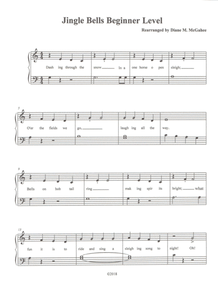 Free Sheet Music Jingle Bells Beginner Level