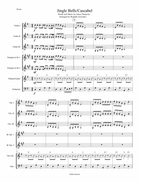 Jingle Bells Cascabel For Mariachi Ensemble Sheet Music