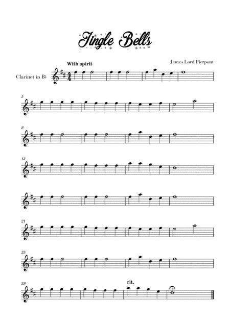 Free Sheet Music Jingle Bells Easy Beginner For Clarinet