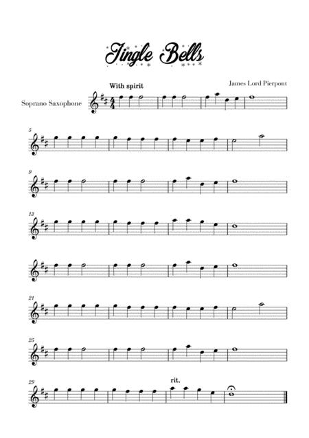 Free Sheet Music Jingle Bells Easy Beginner For Soprano Saxophone
