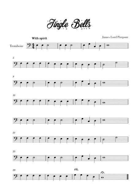 Jingle Bells Easy Beginner For Trombone Sheet Music