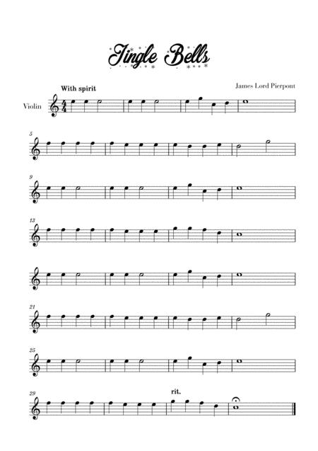 Jingle Bells Easy Beginner For Violin Sheet Music