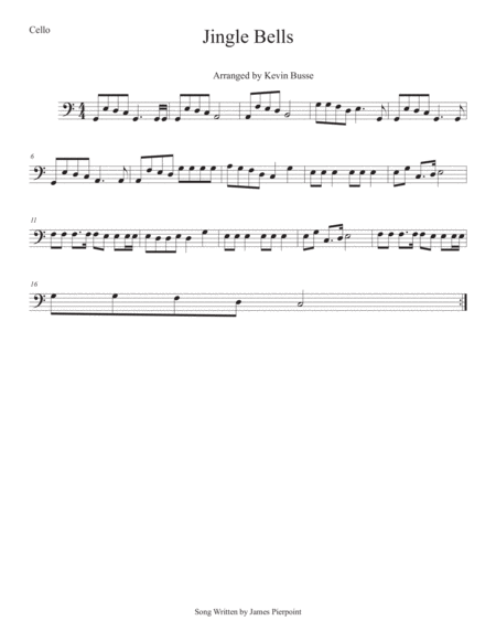 Jingle Bells Easy Key Of C Cello Sheet Music