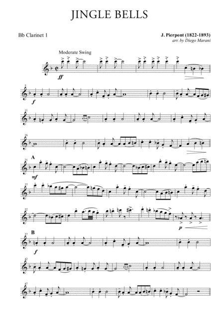 Free Sheet Music Jingle Bells For Clarinet Quartet