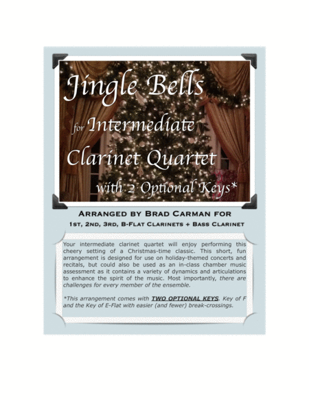 Jingle Bells For Intermediate Clarinet Quartet Sheet Music