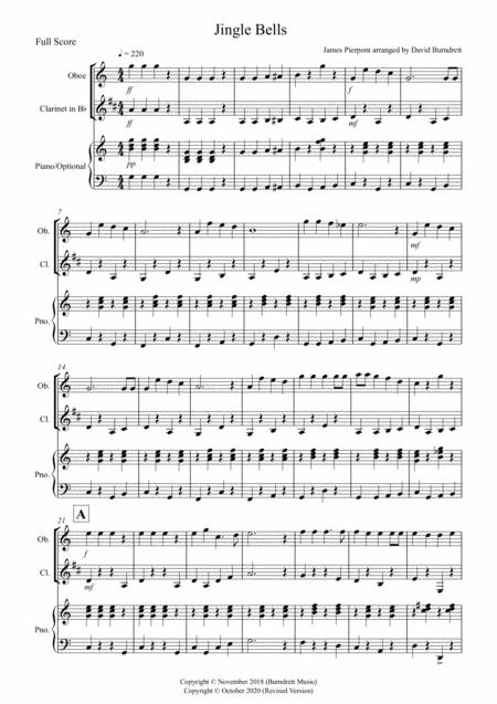 Jingle Bells For Oboe And Clarinet Duet Sheet Music