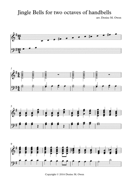 Jingle Bells For Two Octaves Of Handbells G G Sheet Music