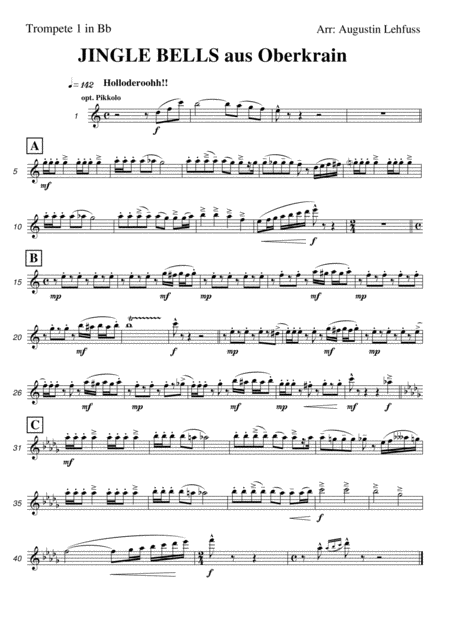 Free Sheet Music Jingle Bells From Oberkrain Funny Alpine Folk Music Version