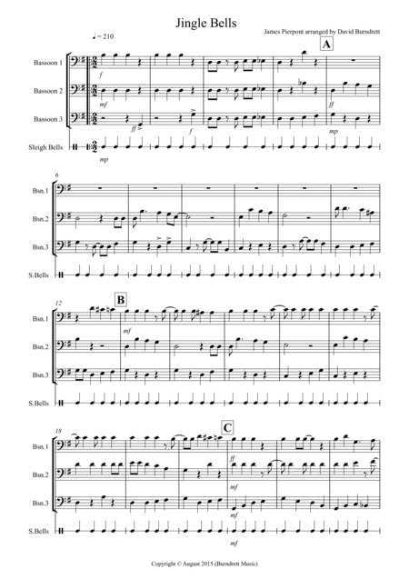 Jingle Bells Jazzy Style For Bassoon Trio Sheet Music