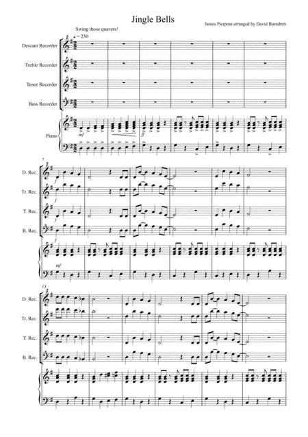 Free Sheet Music Jingle Bells Jazzy Style For Recorder Recorders And Piano