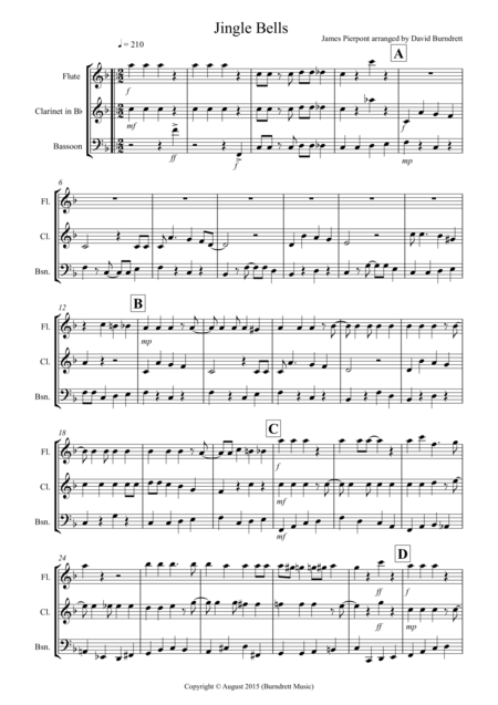 Free Sheet Music Jingle Bells Jazzy Style For Wind Trio