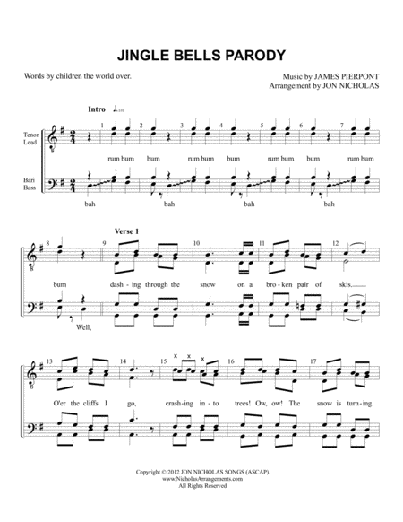 Jingle Bells Parody Sheet Music