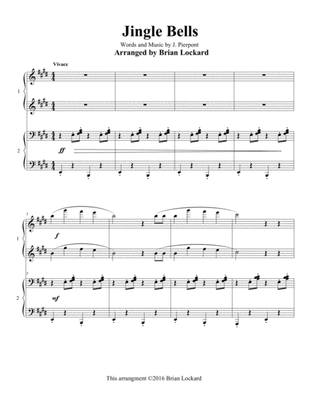 Free Sheet Music Jingle Bells Piano Four Hands