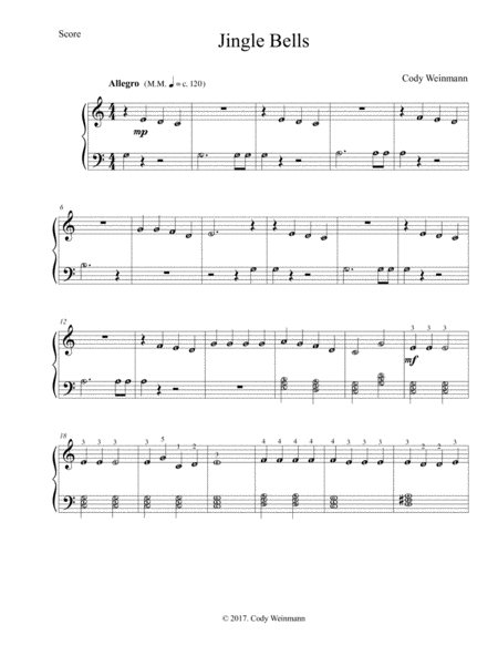 Free Sheet Music Jingle Bells Revised Version With Chords