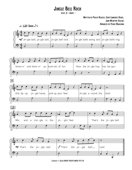 Free Sheet Music Jingle Bells Rock Easy Piano Elementary Level In C Short