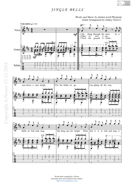 Free Sheet Music Jingle Bells Sheet Music For Vocals And Guitar
