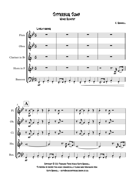 Jitterbug Jump Wind Quintet Sheet Music