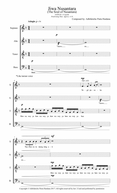 Free Sheet Music Jiwa Nusantara