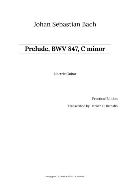 Free Sheet Music Johan Sebastian Bach Prelude Bwv 847 In C Minor For Electric Guitar