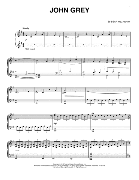 John Grey From Outlander Sheet Music