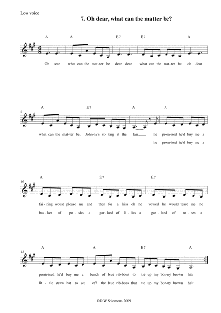 Johnnys So Long At The Fair Arranged For High Voice Medium Voice Or Low Voice With Guitar Chord Accompaniments Sheet Music