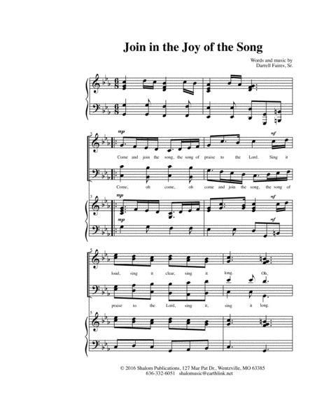 Join In The Joy Of The Song Choral Anthem Satb Sheet Music