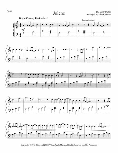 Jolene For Piano No Black Keys Required Sheet Music