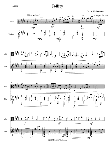 Free Sheet Music Jollity For Viola And Guitar