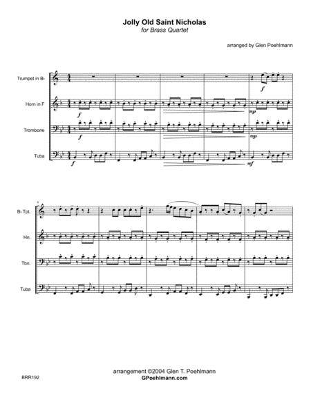 Free Sheet Music Jolly Old Saint Nicholas For Unaccompanied Brass Quartet