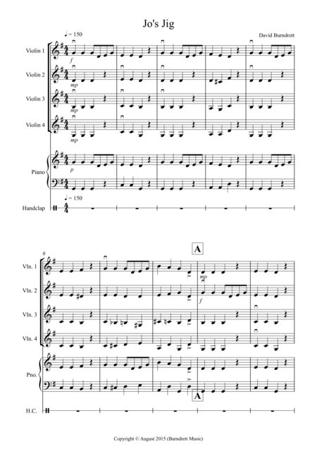 Free Sheet Music Jos Jig For Violin Quartet