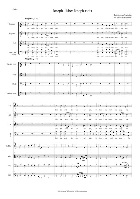 Free Sheet Music Josef Lieber Josef Mein For Choir And Low Instruments