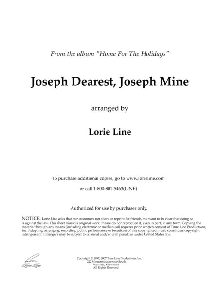 Joseph Dearest Joseph Mine From Home For The Holidays Sheet Music