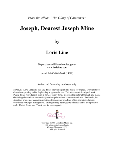 Joseph Dearest Joseph Mine Sheet Music