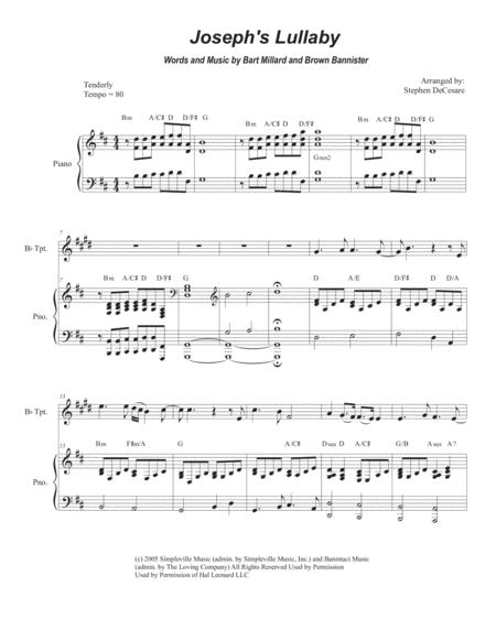 Free Sheet Music Joseph Lullaby Bb Trumpet Solo And Piano