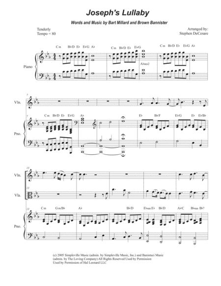 Free Sheet Music Joseph Lullaby Duet For Violin And Viola