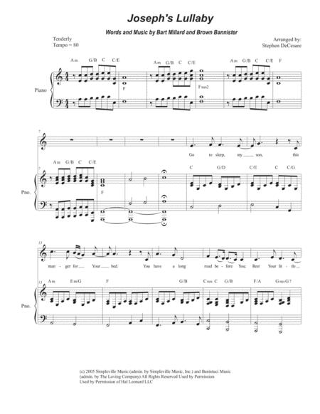 Free Sheet Music Joseph Lullaby Unison Choir Medium Low