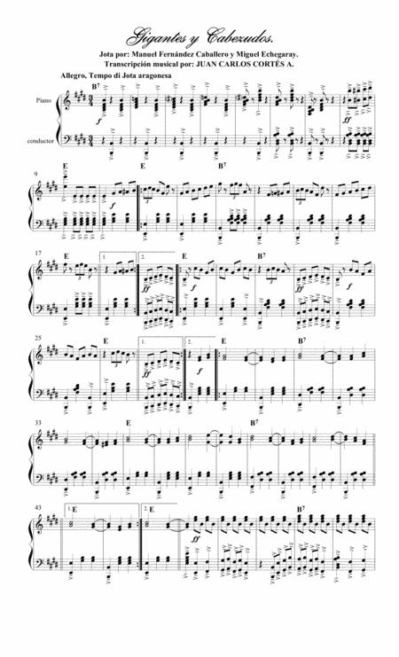 Free Sheet Music Jota De Gigantes Y Cabezudos Por Manuel Fernndez Caballero Y Miguel Echegaray Y Eizaguirre