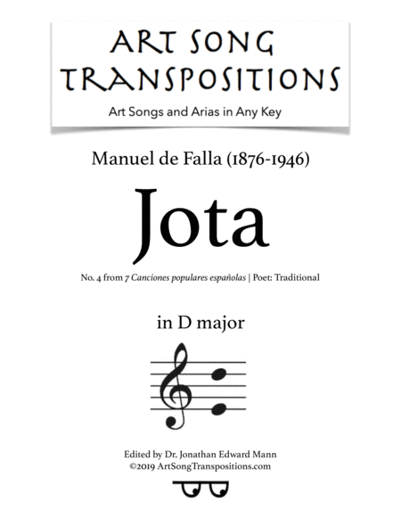 Jota Transposed To D Major Sheet Music