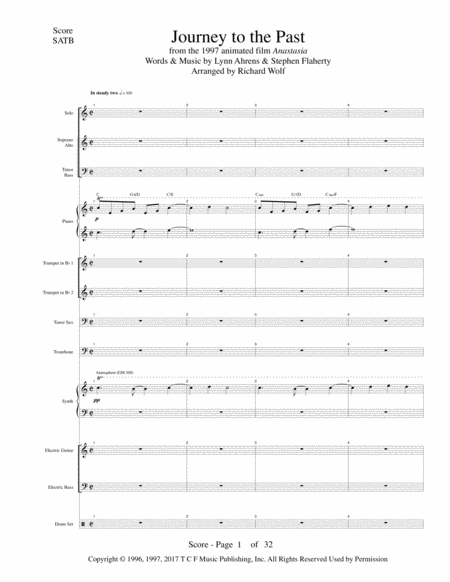 Journey To The Past From The 1997 Animated Film Anastasia Sheet Music