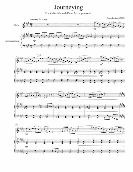 Free Sheet Music Journeying For Violin Solo